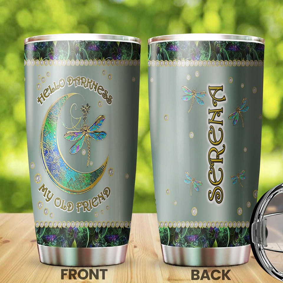 Camellia Personalized Mental Style Jewelry Dragonfly Hippie Stainless Steel Tumbler-Double-Walled Insulation Travel Cup With Lid 01