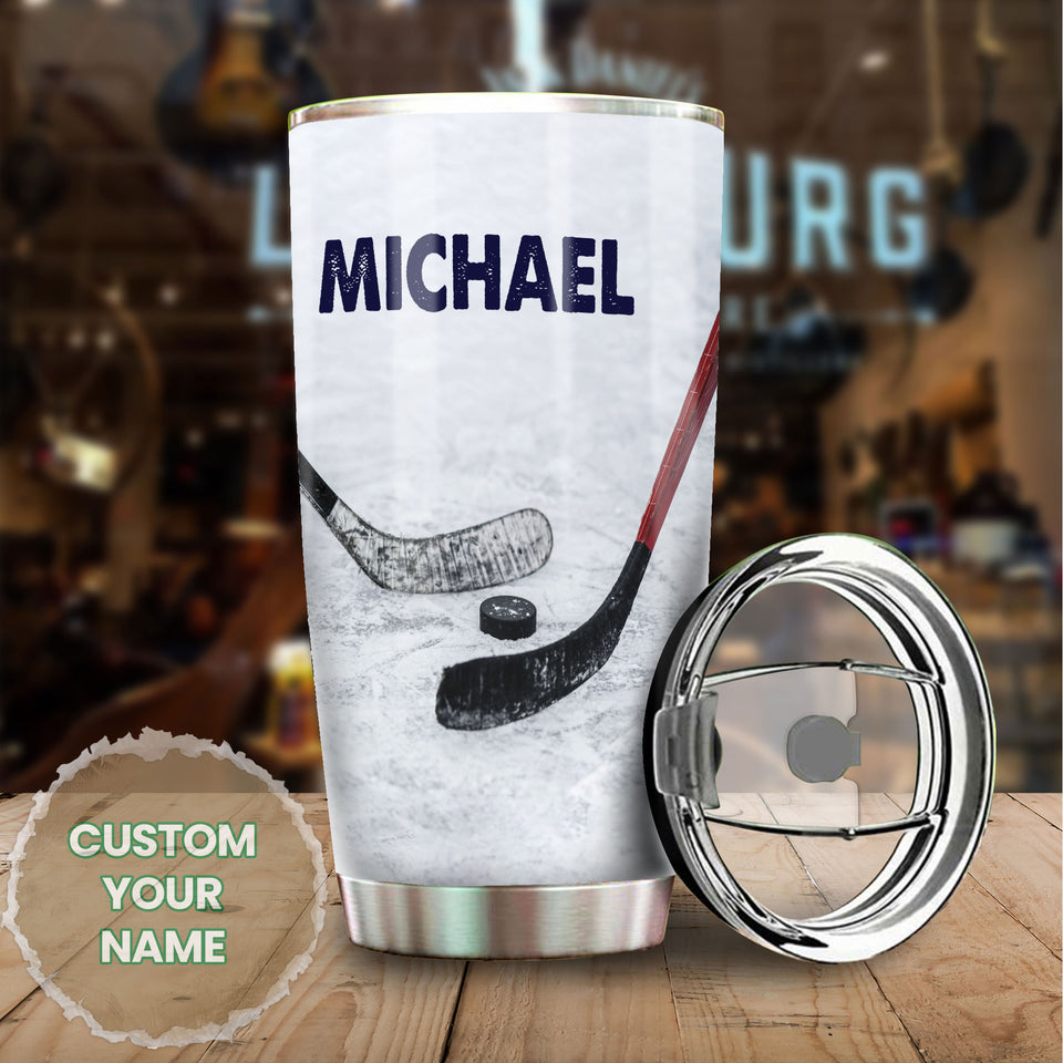 Camellia Personalized Ice Hockey Nutrition Facts Stainless Steel Tumbler-Double-Walled Insulation  Cup With Lid Gift For Hockey Player