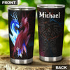 Camellia Personalized Dragon Couple Stainless Steel Tumbler - Customized Double-Walled Insulation Travel Thermal Cup With Lid Gift For Dragon Lover