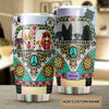 Camellia Personalized Boho Hippie Van Stainless Steel Tumbler - Double-Walled Insulation Vacumm Flask - Gift For Thanksgiving, Van Drivers Gift