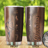 Camellia Personalized Horse Lover Leather Style Stainless Steel Tumbler - Double-Walled Insulation Vacumm Flask - Gift For Horse Lovers, Cowgirls, Cowboys, Perfect Christmas, Thanksgiving Gift