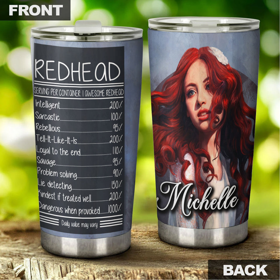 Camellia Personalized 3D Funny Fact About Redhead Stainless Steel Tumbler - Customized Double-Walled Insulation Thermal Cup With Lid