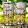 Camellia Personalized Butterfly Faith Sunflower Fence Stainless Steel Tumbler - Double-Walled Insulation Vacumm Flask - For Thanksgiving, Memorial Day, Christians, Christmas Gift
