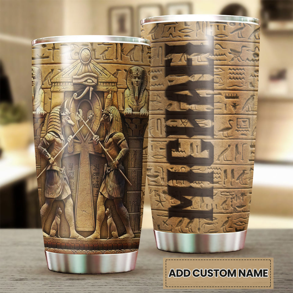 Camellia Personalized Ancient Egypt God Stainless Steel Tumbler - Double-Walled Insulation Vacumm Flask - Gift For Christian, Christmas, Thanksgiving, Egypt Culture Lovers