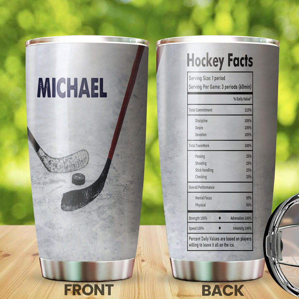 Camellia Personalized Ice Hockey Nutrition Facts Stainless Steel Tumbler-Double-Walled Insulation  Cup With Lid Gift For Hockey Player