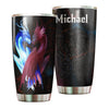 Camellia Personalized Dragon Couple Stainless Steel Tumbler - Customized Double-Walled Insulation Travel Thermal Cup With Lid Gift For Dragon Lover