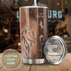 Camellia Personalized Horse Lover Leather Style Stainless Steel Tumbler - Double-Walled Insulation Vacumm Flask - Gift For Horse Lovers, Cowgirls, Cowboys, Perfect Christmas, Thanksgiving Gift