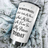 Camellia Personalized Nurse Prayers Lord Guide My Hand And My Heart As I Care For My Patients Today  Stainless Steel Tumbler - Customized Double-Walled Insulation Travel Thermal Cup With Lid Gift For Nurse