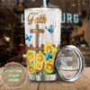 Camellia Personalized Butterfly Faith Sunflower Fence Stainless Steel Tumbler - Double-Walled Insulation Vacumm Flask - For Thanksgiving, Memorial Day, Christians, Christmas Gift