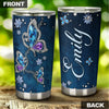 Camellia Personalized Butterfly Jewelry Style  Blue Stainless Steel Tumbler - Double-Walled Insulation Vacumm Flask - For Thanksgiving, Memorial Day, Christians, Christmas Gift
