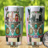 Camellia Personalized Boho Hippie Van Stainless Steel Tumbler - Double-Walled Insulation Vacumm Flask - Gift For Thanksgiving, Van Drivers Gift