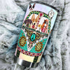 Camellia Personalized Boho Hippie Van Stainless Steel Tumbler - Double-Walled Insulation Vacumm Flask - Gift For Thanksgiving, Van Drivers Gift