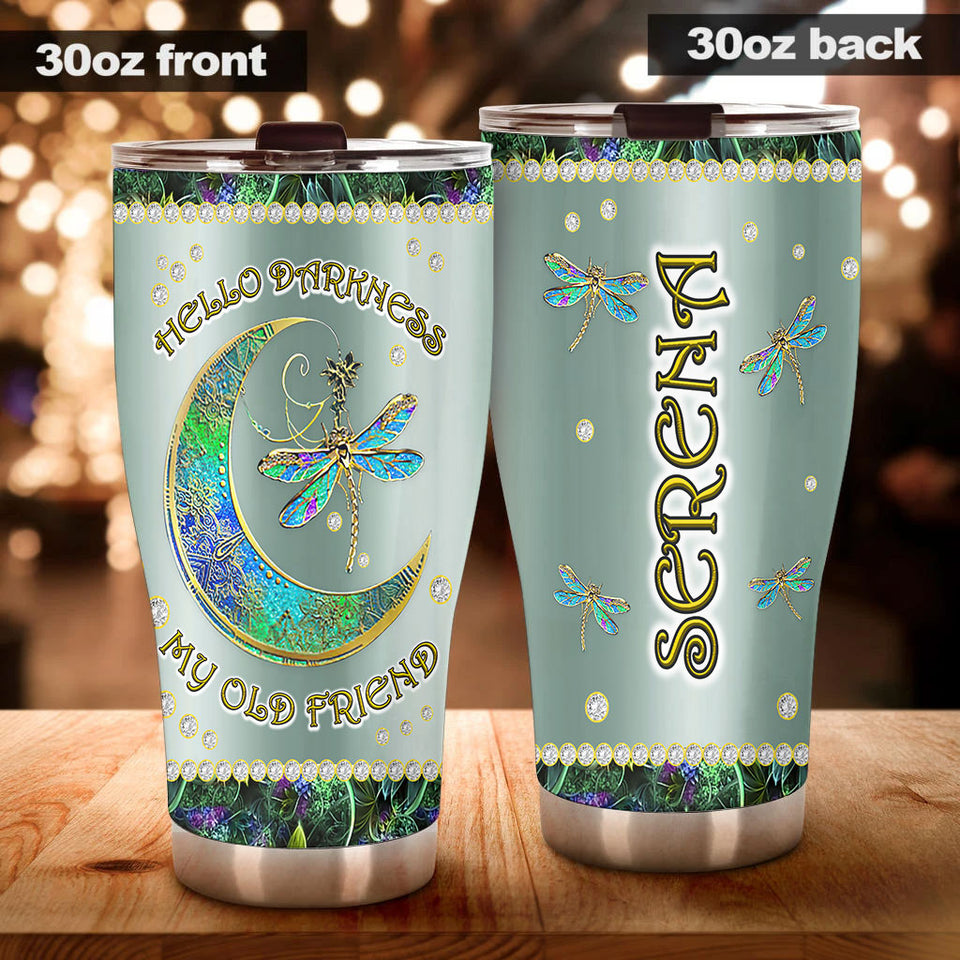 Camellia Personalized Mental Style Jewelry Dragonfly Hippie Stainless Steel Tumbler-Double-Walled Insulation Travel Cup With Lid 01