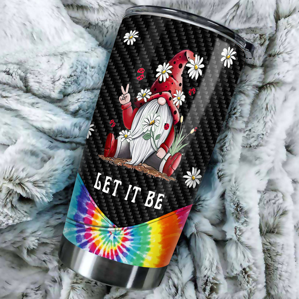 Camellia Personalized Gnome Let It Be Hippie Stainless Steel Tumbler-Double-Walled Insulation Travel Cup With Lid