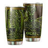 Camellia Personalized Green Viking Leather Style Stainless Steel Tumbler - Customized Double-Walled Insulation Travel Thermal Cup With Lid