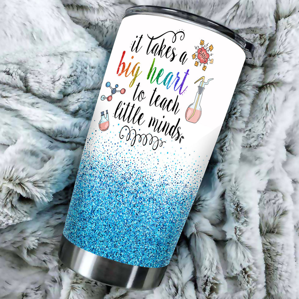Camellia Personalized Chemistry Teacher It Takes A Big Heart To Teach Little Minds Stainless Steel Tumbler - Customized Double-Walled Insulation Travel Thermal Cup With Lid