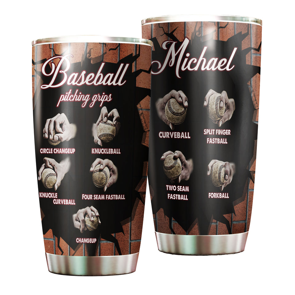 Camellia Persionalized 3D Basketball Pitching Crips Stainless Steel Tumbler - Customized Double - Walled Insulation Travel Thermal Cup With Lid