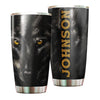 Camellia Persionalized 3D Black Wolf Face Stainless Steel Tumbler - Customized Double - Walled Insulation Travel Thermal Cup With Lid Gift For Wolf Lover