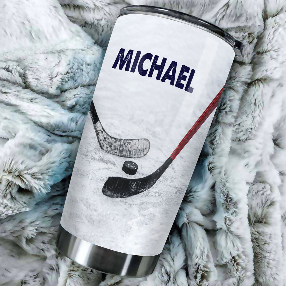 Camellia Personalized Ice Hockey Nutrition Facts Stainless Steel Tumbler-Double-Walled Insulation  Cup With Lid Gift For Hockey Player