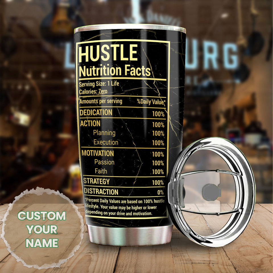 Camellia Personalized Black Women Hustle Stainless Steel Tumbler - Double-Walled Insulation Vacumm Flask - Gift For Black Queen, International Women's Day, Hippie Girls