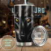 Camellia Persionalized 3D Black Wolf Face Stainless Steel Tumbler - Customized Double - Walled Insulation Travel Thermal Cup With Lid Gift For Wolf Lover