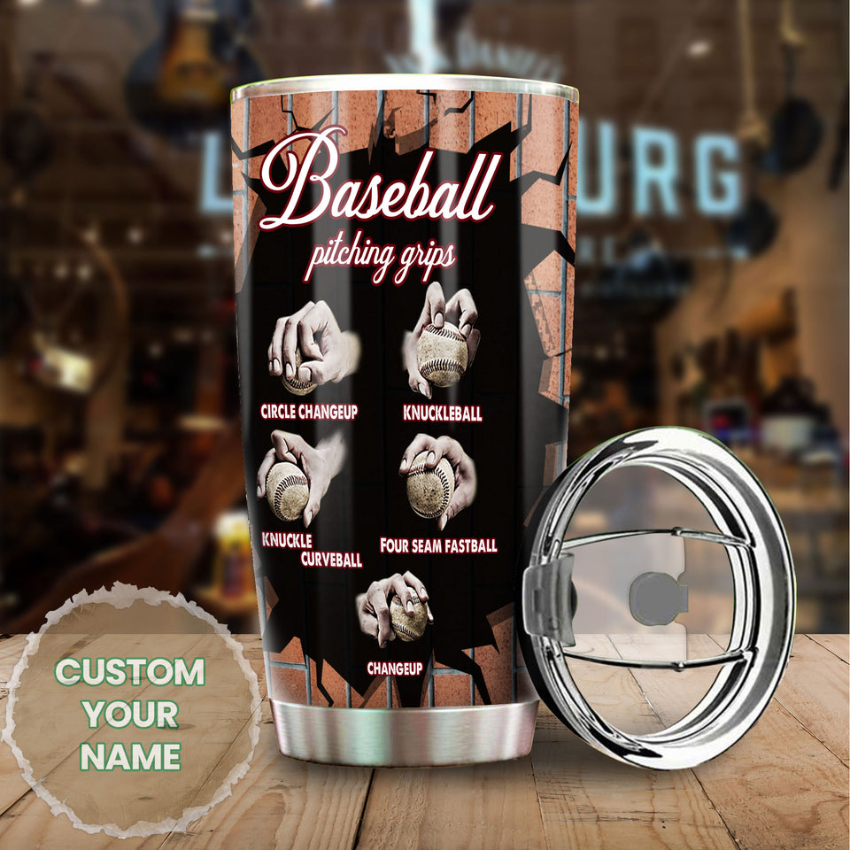 Camellia Persionalized 3D Basketball Pitching Crips Stainless Steel Tumbler - Customized Double - Walled Insulation Travel Thermal Cup With Lid