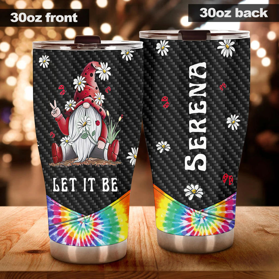 Camellia Personalized Gnome Let It Be Hippie Stainless Steel Tumbler-Double-Walled Insulation Travel Cup With Lid