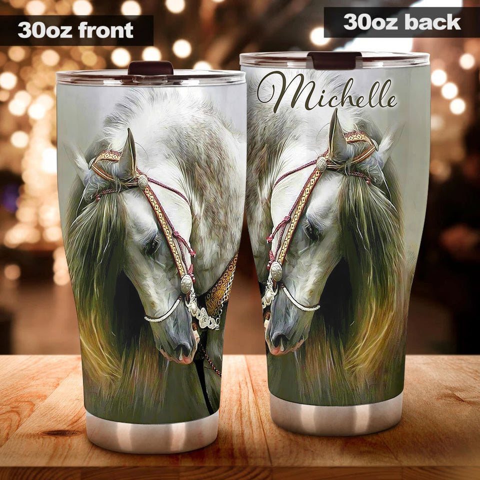 Camellia Personalized Horse Stainless Steel Tumbler - Double-Walled Insulation Vacumm Flask - Gift For Horse Lovers, Cowgirls, Cowboys, Perfect Christmas, Thanksgiving Gift 02