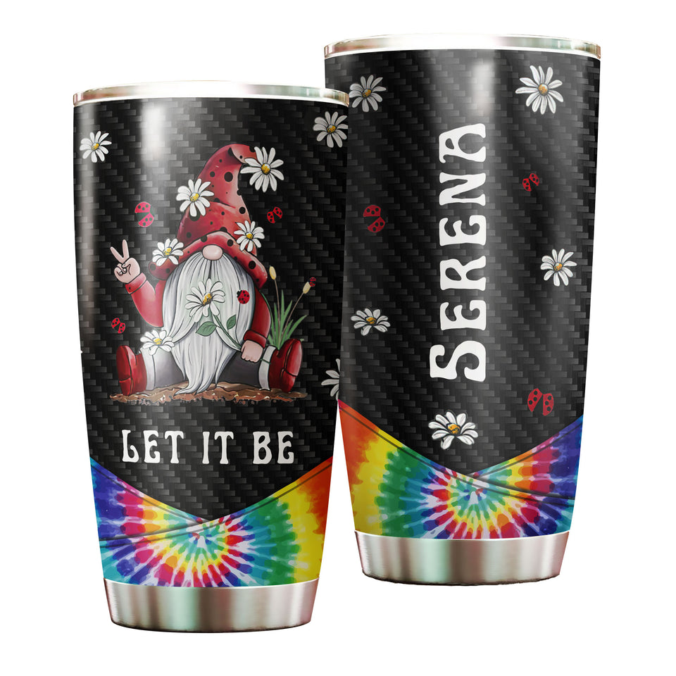 Camellia Personalized Gnome Let It Be Hippie Stainless Steel Tumbler-Double-Walled Insulation Travel Cup With Lid
