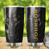 Camellia Persionalized 3D Black Wolf Face Stainless Steel Tumbler - Customized Double - Walled Insulation Travel Thermal Cup With Lid Gift For Wolf Lover