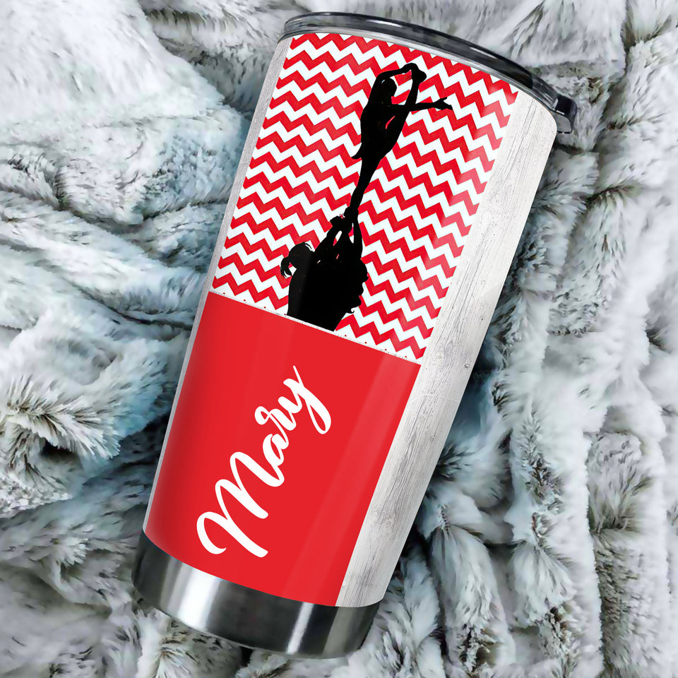 Camellia Personalized Cheerleader My Heart Beats In 8 Counts Stainless Steel Tumbler - Customized Double-Walled Insulation Travel Thermal Cup With Lid