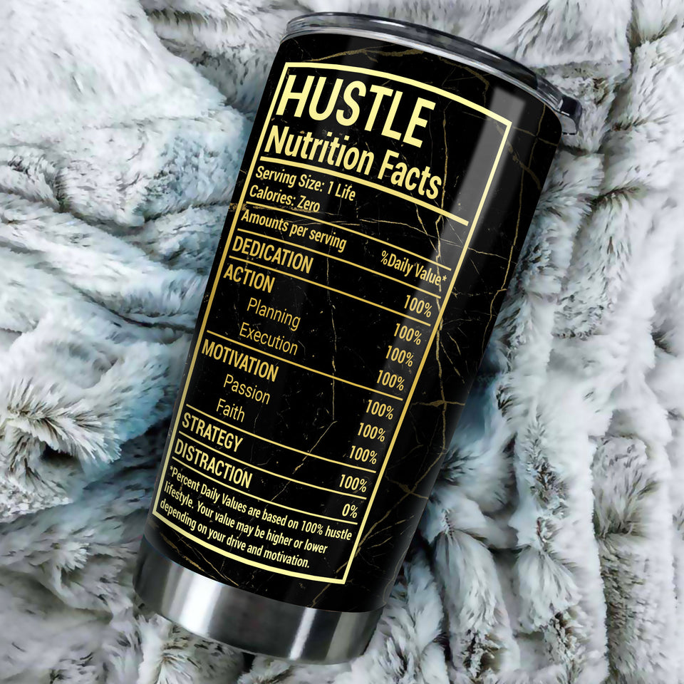 Camellia Personalized Black Women Hustle Stainless Steel Tumbler - Double-Walled Insulation Vacumm Flask - Gift For Black Queen, International Women's Day, Hippie Girls