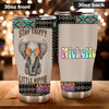 Camellia Personalized Baby Elephant Stay Trippy Little Hippie Stainless Steel Tumbler-Double-Walled Travel Therma Cup With Lid