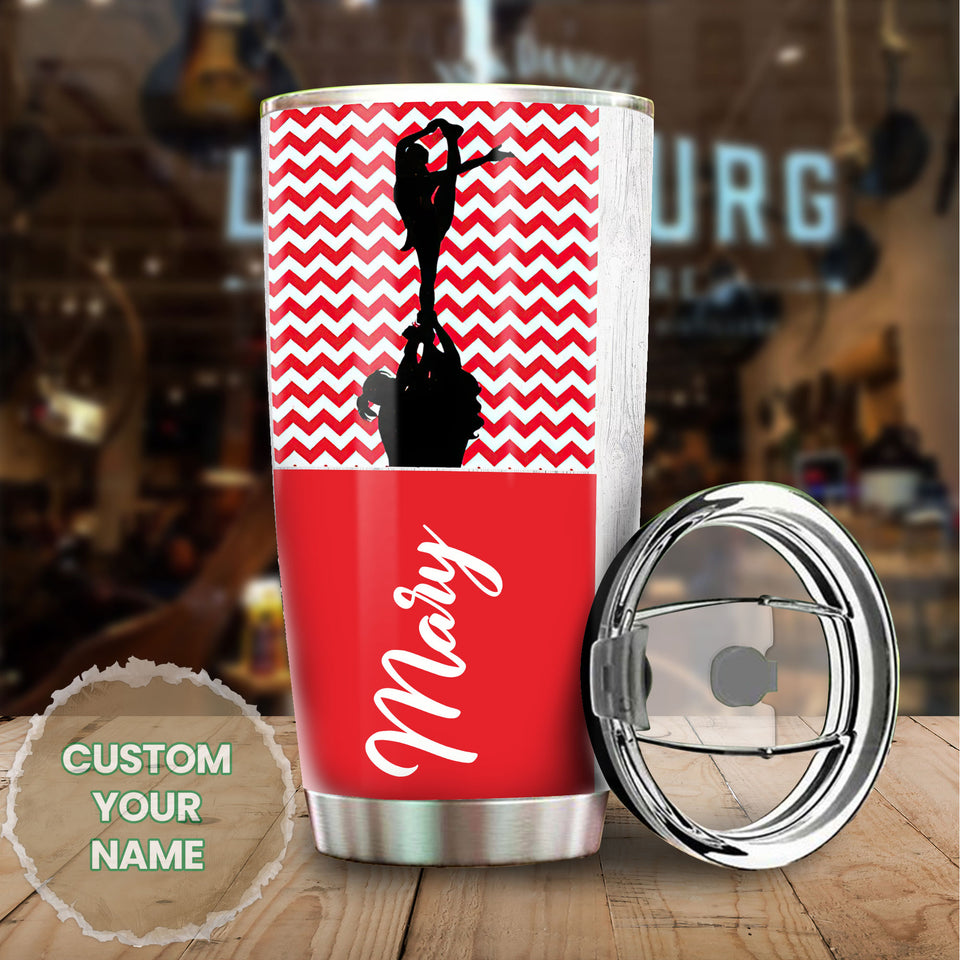 Camellia Personalized Cheerleader My Heart Beats In 8 Counts Stainless Steel Tumbler - Customized Double-Walled Insulation Travel Thermal Cup With Lid