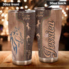 Camellia Personalized Horse Lover Leather Style Stainless Steel Tumbler - Double-Walled Insulation Vacumm Flask - Gift For Horse Lovers, Cowgirls, Cowboys, Perfect Christmas, Thanksgiving Gift