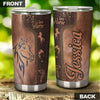 Camellia Personalized Horse Lover Leather Style Stainless Steel Tumbler - Double-Walled Insulation Vacumm Flask - Gift For Horse Lovers, Cowgirls, Cowboys, Perfect Christmas, Thanksgiving Gift