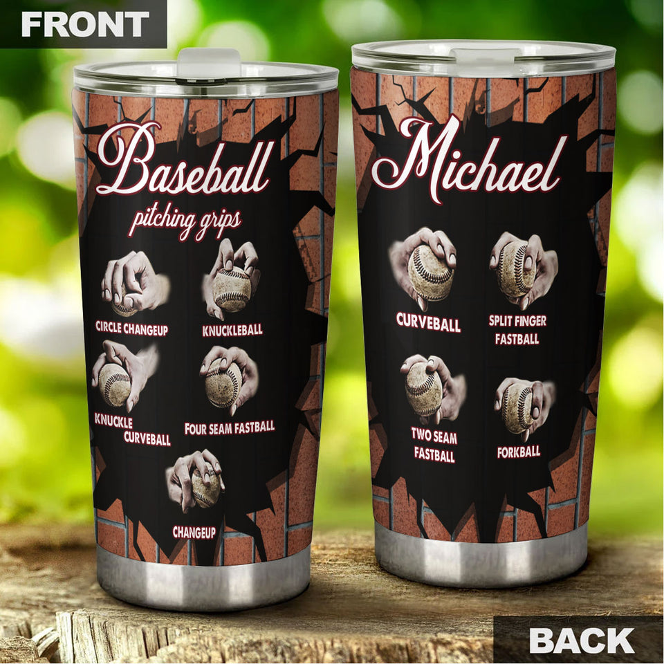 Camellia Persionalized 3D Basketball Pitching Crips Stainless Steel Tumbler - Customized Double - Walled Insulation Travel Thermal Cup With Lid