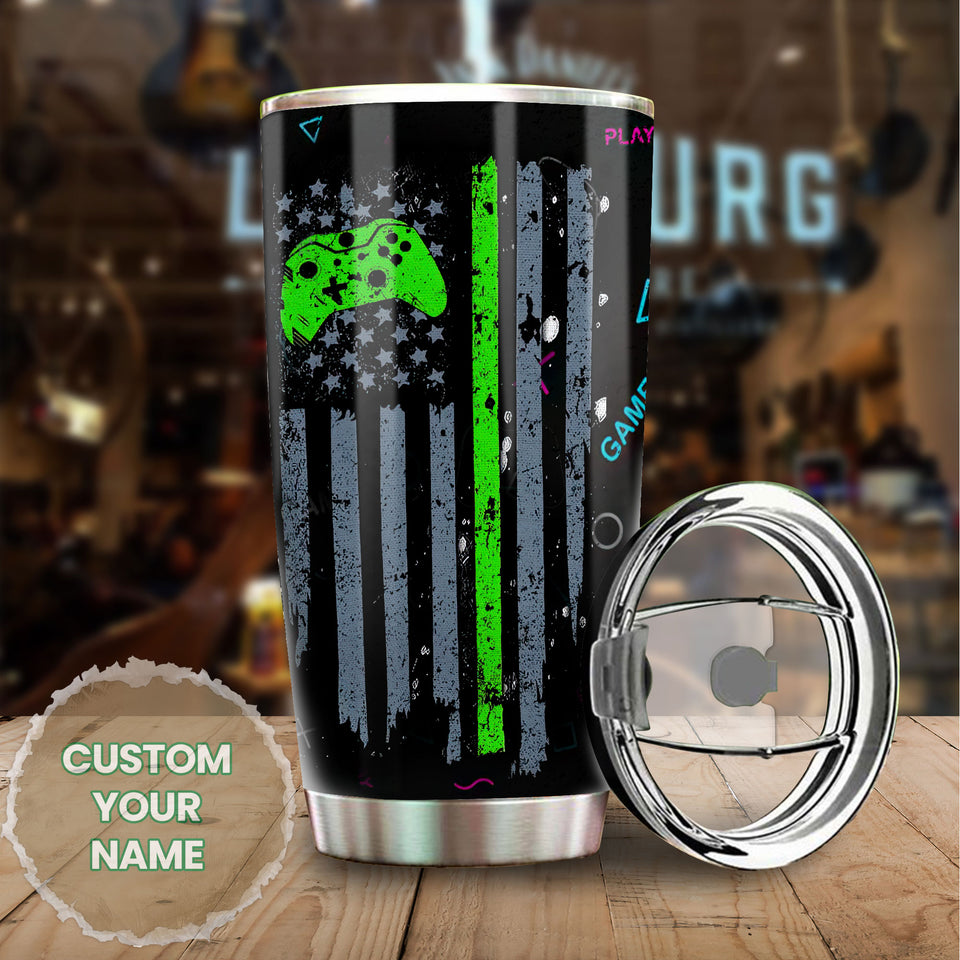 Camellia Personalized Gamer Nutrition Facts  Stainless Steel Tumbler-Thermal Flask Travel Therma Cup With Lid Gift For Gamer 03