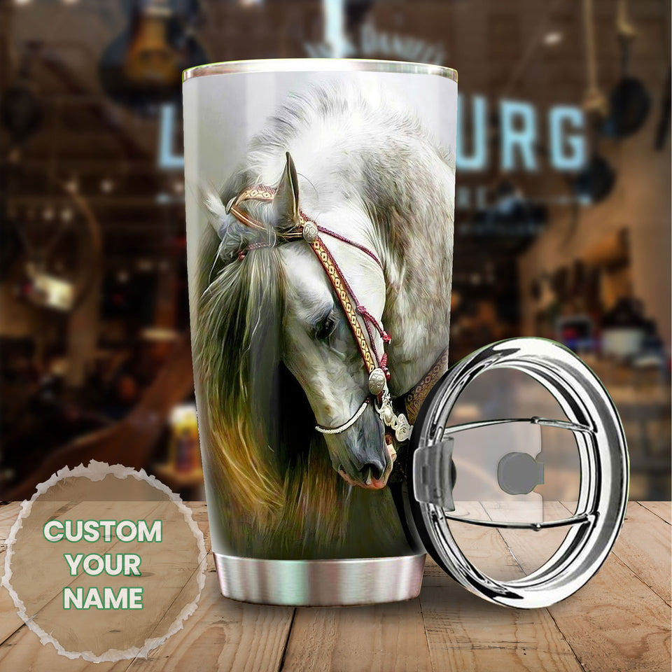 Camellia Personalized Horse Stainless Steel Tumbler - Double-Walled Insulation Vacumm Flask - Gift For Horse Lovers, Cowgirls, Cowboys, Perfect Christmas, Thanksgiving Gift 02
