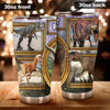 Camellia Personalized 3D Dinosaur Desert Stainless Steel Tumbler - Customized Double-Walled Insulation Travel Thermal Cup With Lid Gift For Dinosaur Lover