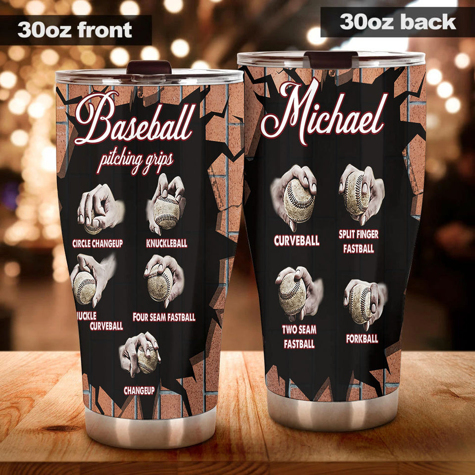 Camellia Persionalized 3D Basketball Pitching Crips Stainless Steel Tumbler - Customized Double - Walled Insulation Travel Thermal Cup With Lid