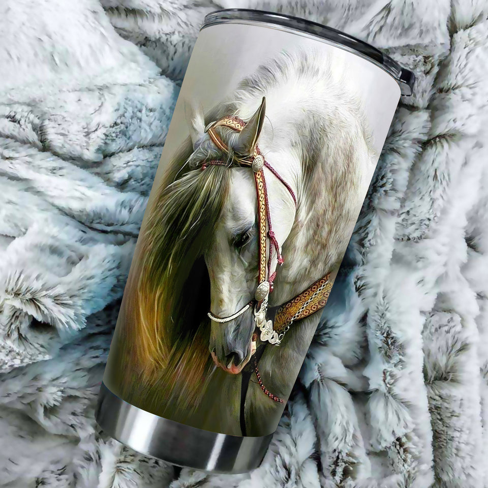 Camellia Personalized Horse Stainless Steel Tumbler - Double-Walled Insulation Vacumm Flask - Gift For Horse Lovers, Cowgirls, Cowboys, Perfect Christmas, Thanksgiving Gift 02