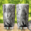 Camellia Persionalized 3D Dark Wolf Stainless Steel Tumbler - Customized Double - Walled Insulation Travel Thermal Cup With Lid Gift For Wolf Lover