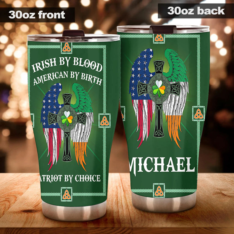 Camellia Persionalized Irish By Blood American By Birth Patriot By Choice Stainless Steel Tumbler - Customized Double - Walled Insulation Travel Thermal Cup With Lid