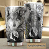Camellia Persionalized 3D Dark Wolf Stainless Steel Tumbler - Customized Double - Walled Insulation Travel Thermal Cup With Lid Gift For Wolf Lover