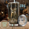 Camellia Personalized 3D Vintage Deer Running Stainless Steel Tumbler - Customized Double-Walled Insulation Travel Thermal Cup With Lid Gift For Deer Lover