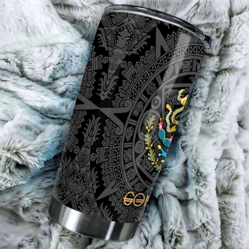 Camellia Personalized Mexico SymbolStainless Steel Tumbler-Double-Walled Insulation Travel Cup With Lid 01