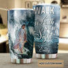 Camellia Personalized Faith Jesus Walking On Water Walk By Faith Not By Sight Stainless Steel Tumbler-Double-Walled Insulation Travel Cup W?th Lid 01