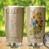 Camellia Personalized Sunflower Butterfly Bible Emergency Numbers Stainless Steel Tumbler - Customized Double-Walled Insulation Travel Thermal Cup With Lid Gift For Christian