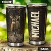 Camellia Personalized 3D Vintage Deer Running Stainless Steel Tumbler - Customized Double-Walled Insulation Travel Thermal Cup With Lid Gift For Deer Lover